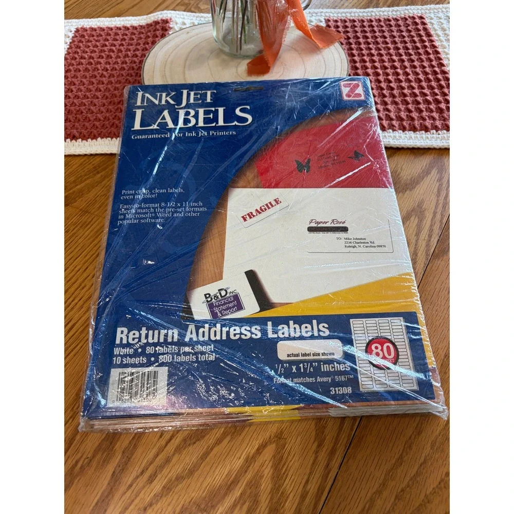 Z-International 31308 White Ink Jet Return Address Labels 1/2x1-3/4 5 Pk 4000ct